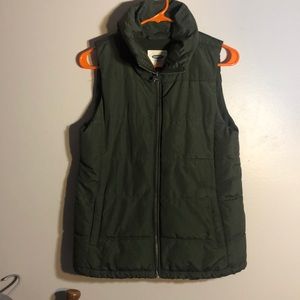 OLD NAVY navy green fleece lined puffer vest